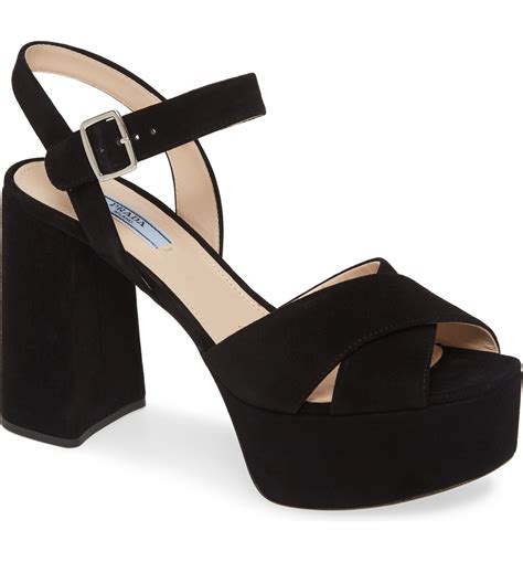 prada suede platform sandals sale|prada chunky heel sandal.